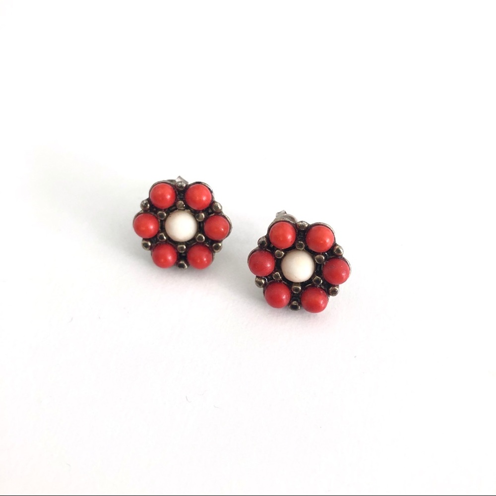 🧡❤️ Burnt Orange Flower Earrings